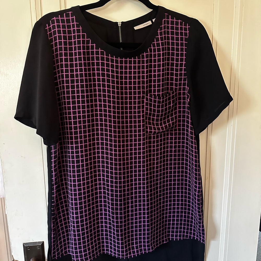 Halogen Black Top with Purple Grid